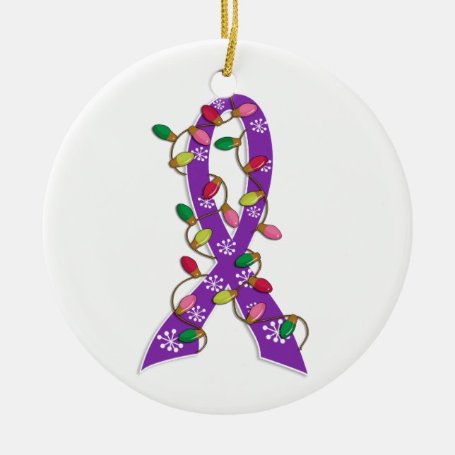 Alzheimerkrankheit-Weihnachtslicht-Band Keramik Ornament (Vorne)