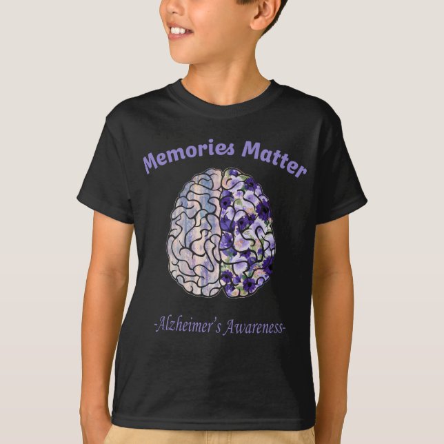 Alzheimers Awareness Blume farbiges Gehirn T-Shirt (Vorderseite)