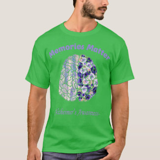 Alzheimers Awareness Blume Farbiges Gehirn T-Shirt