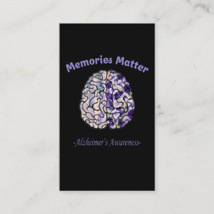 Alzheimers Awareness Blume farbiges Gehirn Visitenkarte