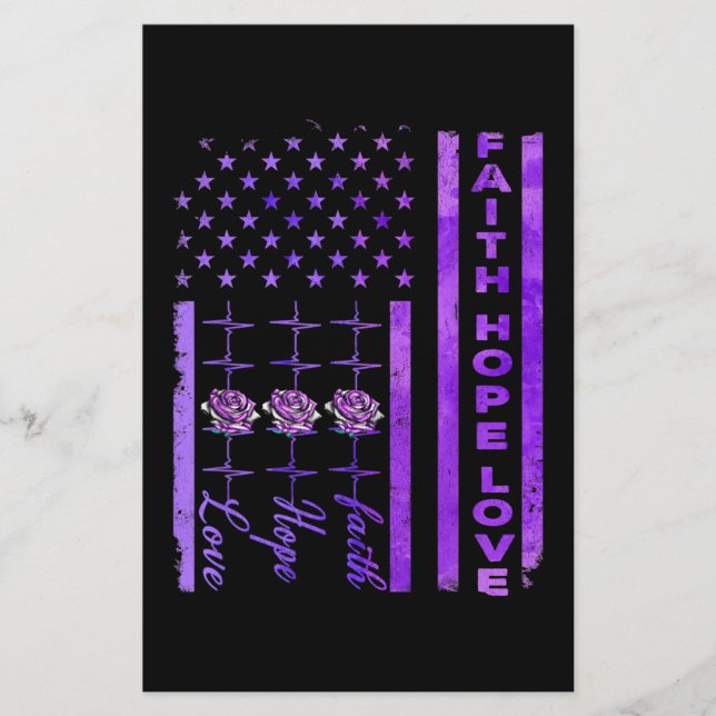 Alzheimers Awareness Faith Hope Liebe Lila Briefpapier (Vorderseite)