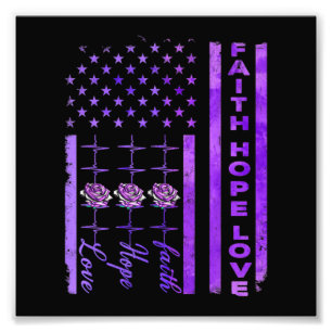 Alzheimers Awareness Faith Hope Liebe Lila Fotodruck