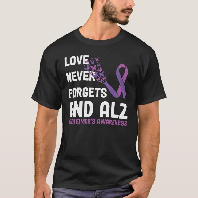 Alzheimer's Awareness Ribbon Purple Butterflies T-Shirt (Vorderseite)