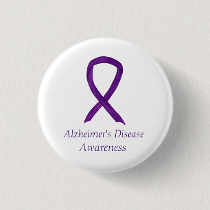 Alzheimer's Disease Lila Ribbon Custom Art Buttone Button