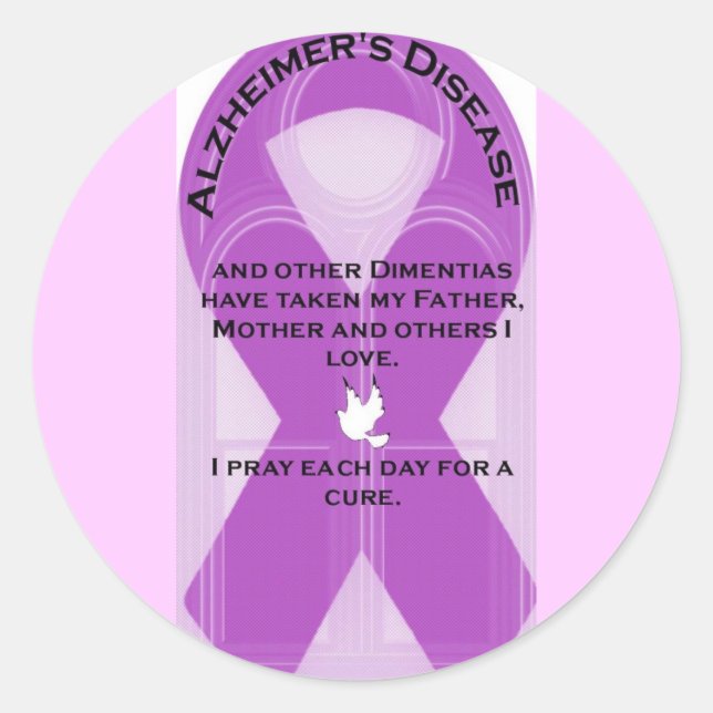 ALZHEIMER'S RIBBON RUNDER AUFKLEBER (Vorderseite)