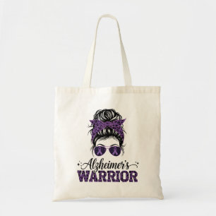 Alzheimer's Warrior Messy Bun Lila Leopard Print Tragetasche