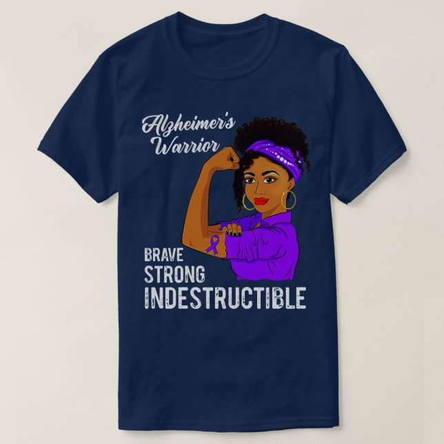 Alzheimers Warrior unstrukturierbare Alzheimer Awa T-Shirt (Design vorne)