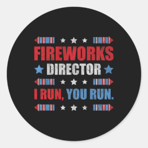 Am 4. Juli Feuerwerk Direktor Ich leite Sie laufen Runder Aufkleber