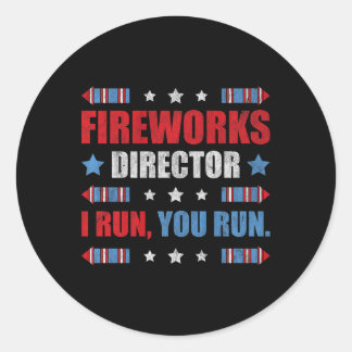 Am 4. Juli Feuerwerk Direktor Ich leite Sie laufen Runder Aufkleber