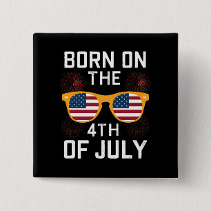 Am 4. Juli Geboren Geburtstags-Sonnenbrille USA Button