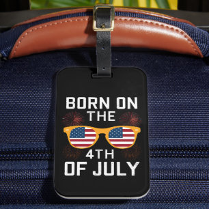 Am 4. Juli Geboren Geburtstags-Sonnenbrille USA Gepäckanhänger