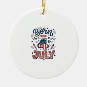 Am 4. Juli Geboren Patrioten-Kinder-Shirt-Design_1 Keramik Ornament