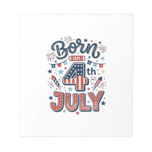 Am 4. Juli geboren Patrioten-Kinder-Shirt-Design_1 Notizblock