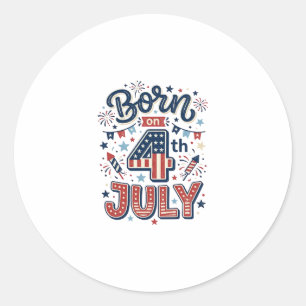 Am 4. Juli geborene patriotische Kinder-Shirt-Desi Runder Aufkleber