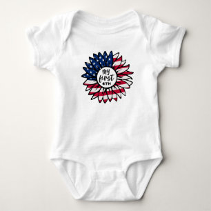 Am 4. Juli meine Patriotische Sonnenblume Baby Strampler
