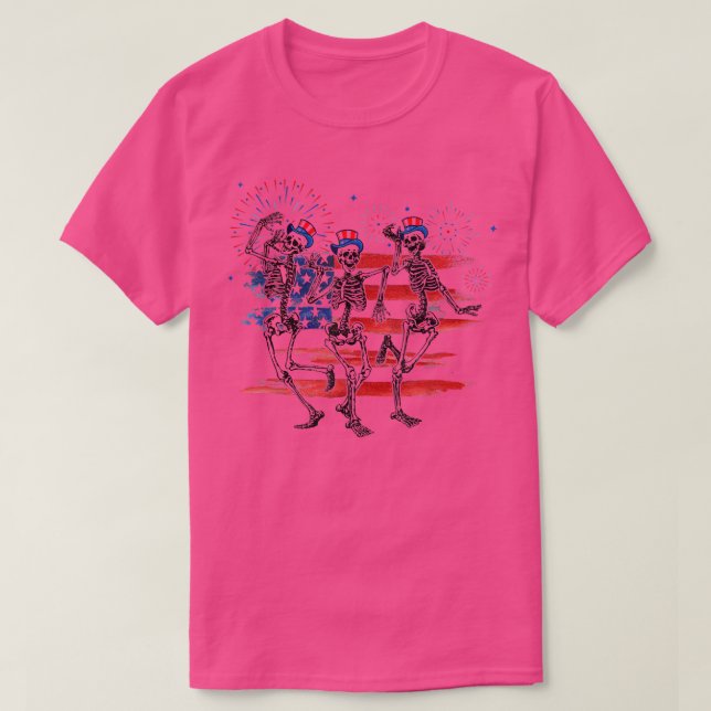 Am 4. Juli tanzt Skeleton Patriotic Ameri T-Shirt (Design vorne)