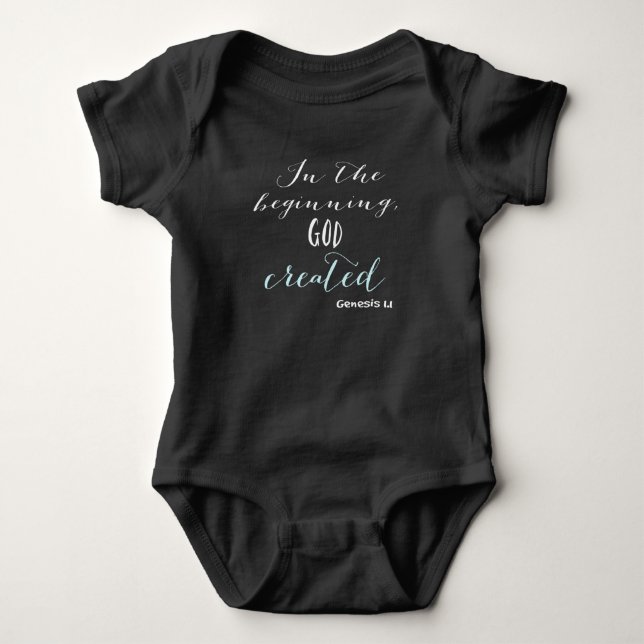 Am Anfang erschuf Gott die Christliche Bibel Baby Strampler (Vorderseite)
