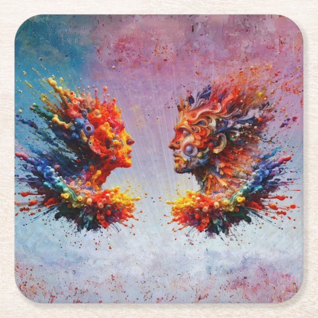 Am Anfang... Rechteckiger Pappuntersetzer (Vorderseite)