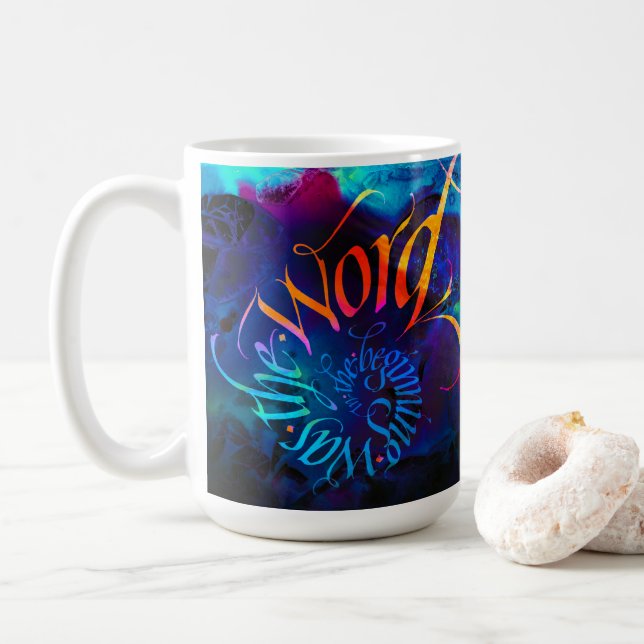 "Am Anfang war das Wort" Klassische Tasse (Mit Donut)