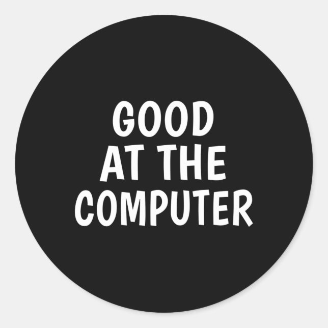 Am Computer Runder Aufkleber (Vorderseite)
