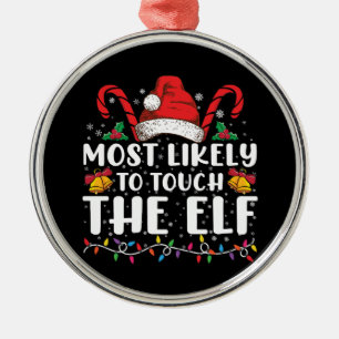 Am ehesten berührt die Elf-Weihnachtsfamilie Ornament Aus Metall