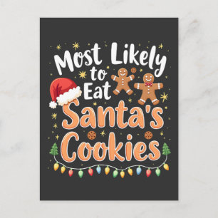 Am ehesten isst man Santa's Kekse Santa Hut Postkarte