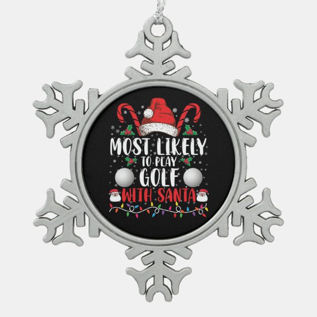 Am ehesten mit Weihnachten Golf spielen Schneeflocken Zinn-Ornament (Vorderseite)