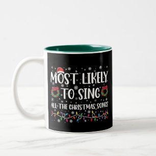 Am ehesten singt die ganze Familie Weihnachtsliede Zweifarbige Tasse