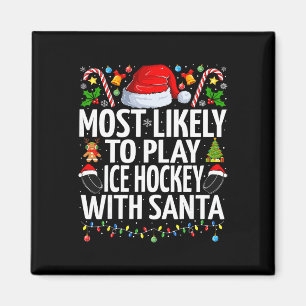Am ehesten spielt Ice Hockey mit Santa Christma Magnet
