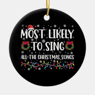 Am ehesten werden alle Weihnachtslieder-Familien s Keramik Ornament