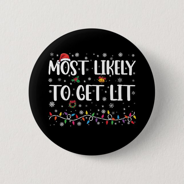 Am ehesten wird die Weihnachtsfamilie passen Button (Vorderseite)