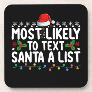Am ehesten wird Santa eine Liste Weihnachtsurlaub Getränkeuntersetzer