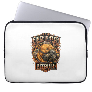 Am Feuerwehrmann Pitbull Hund Gasmaske Schild Laptopschutzhülle