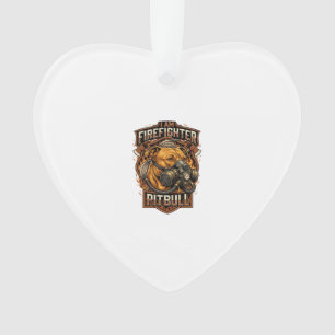 Am Feuerwehrmann Pitbull Hund Gasmaske Schild Ornament