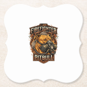 Am Feuerwehrmann Pitbull Hund Gasmaske Schild Untersetzer