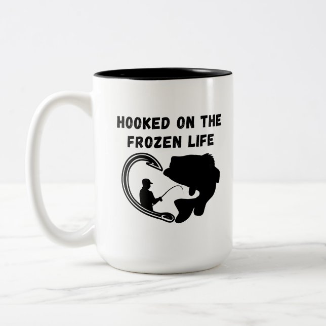 am Frostleben hängen | Eisfischerei Zweifarbige Tasse (Links)