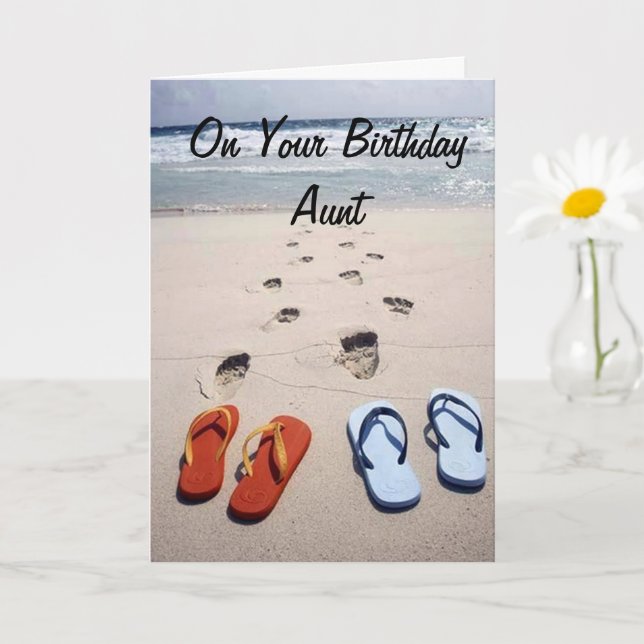 AM GEBURTSTAG **AUNT** STRANDKARTE KARTE (Kleine Pflanze)