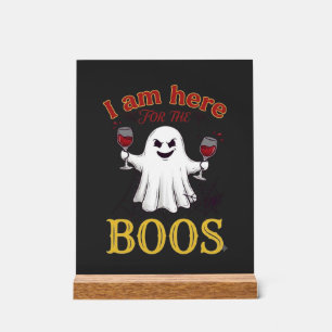 Am Here Boos Halloween-Geist-Weingläser Spinne W Acrylschild