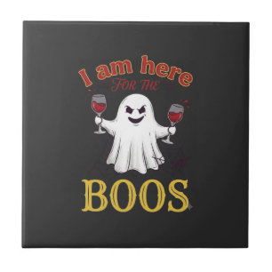 Am Here Boos Halloween-Geist-Weingläser Spinne W Fliese