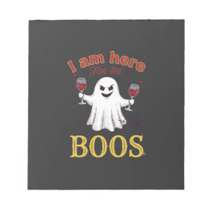 Am Hier Boos Halloween-Geist Weinbrille Spinne W Notizblock