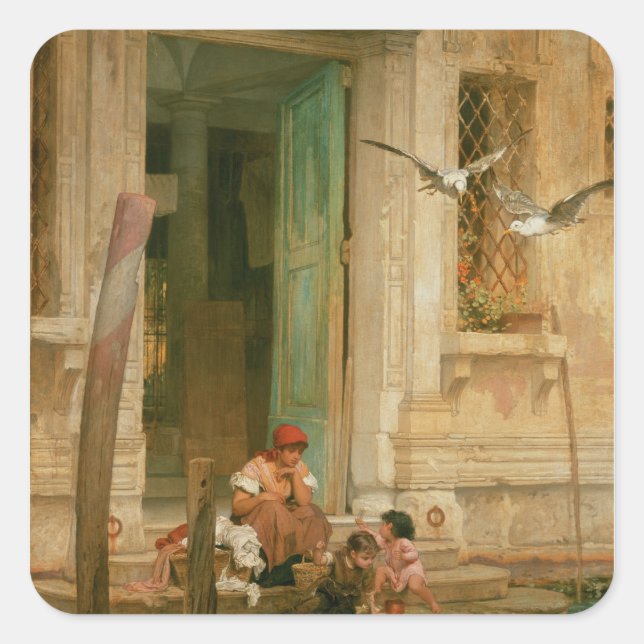 Am Kanal, Venedig Quadratischer Aufkleber (Vorderseite)