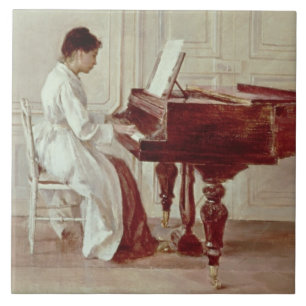 Am Klavier 1887 (Öl auf Leinwand) Fliese