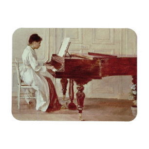 Am Klavier 1887 (Öl auf Leinwand) Magnet