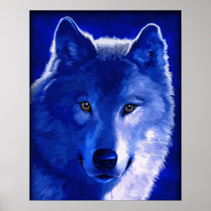 Am Licht des Mondes blauer Wolf-Poster Poster