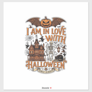 Am Liebe Halloween Spukhaus Skelett Kürbis_1 Aufkleber