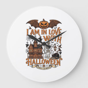Am Liebe Halloween Spukhaus Skelett Kürbis_1 Große Wanduhr