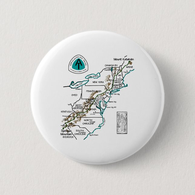 Am Logo Appalachian Trail Wanderkarte  Button (Vorderseite)