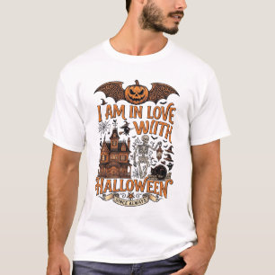 Am Love Halloween Spukhaus Skelett Kürbis_1 T-Shirt