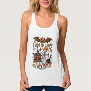 Am Love Halloween Spukhaus Skelett Kürbis_1 Tank Top