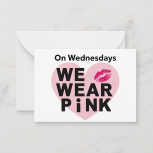 Am Mittwoch tragen wir rosa Funny Valentine Mitteilungskarte